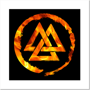 Viking Valknut Symbol Fire Posters and Art